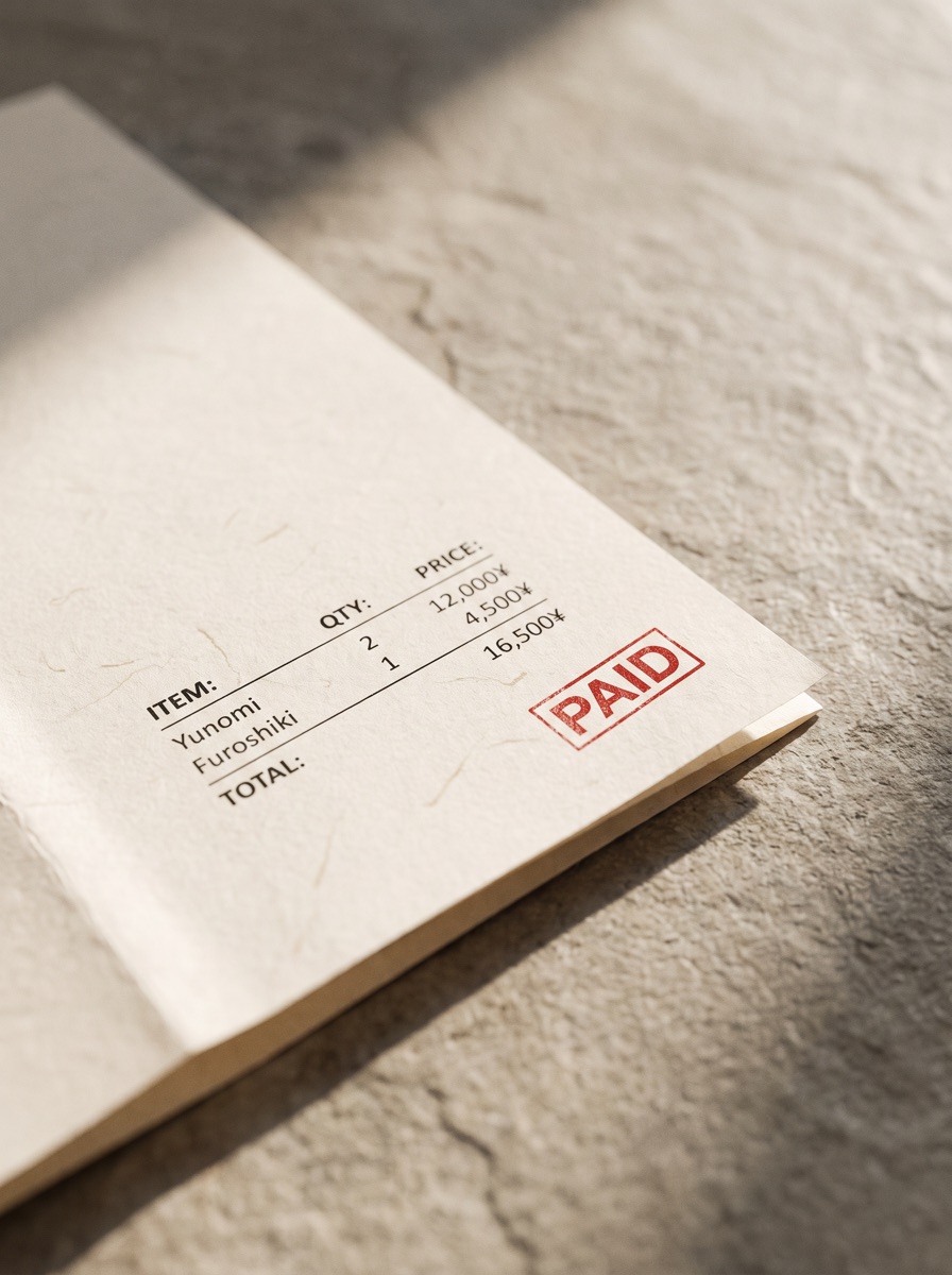 An invoice stamped paid with a cinnabar seal